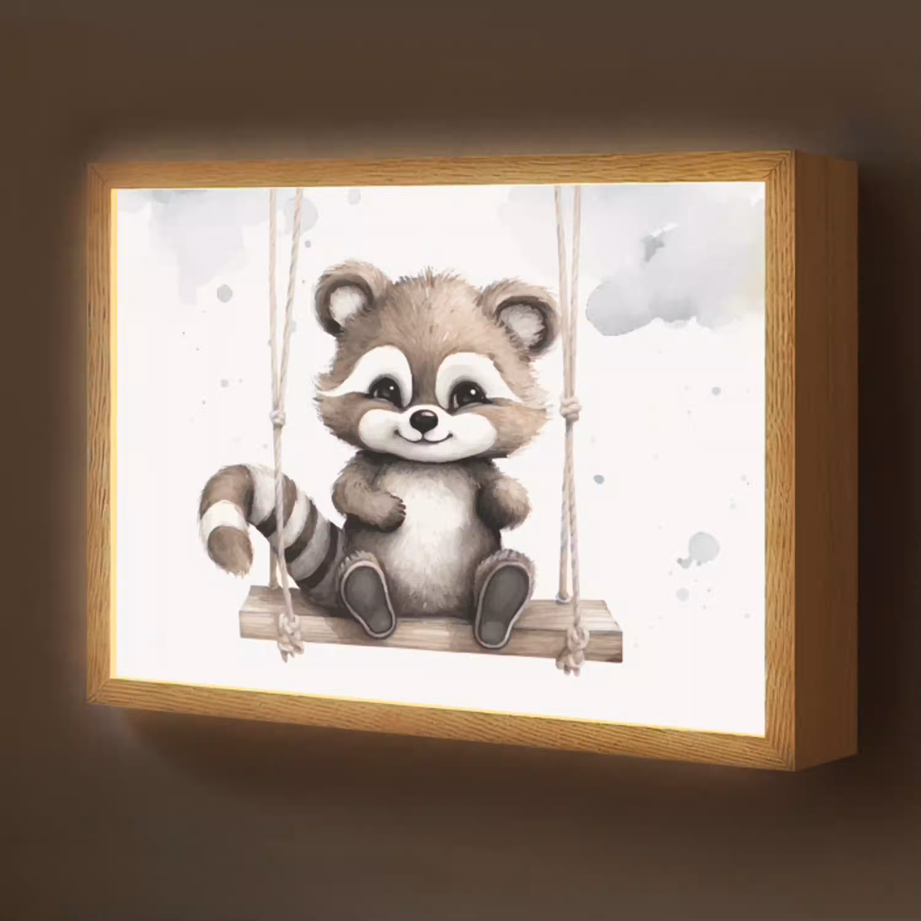Wasbeer - Dier - Kinderen Light Box met batterij (Wandlamp kind) middel -z3d_website
