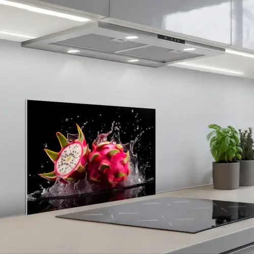 Drakenfruit - Zwart - Water - Vrucht - Fruit keuken achterwand spatscherm klein -3d_schuin