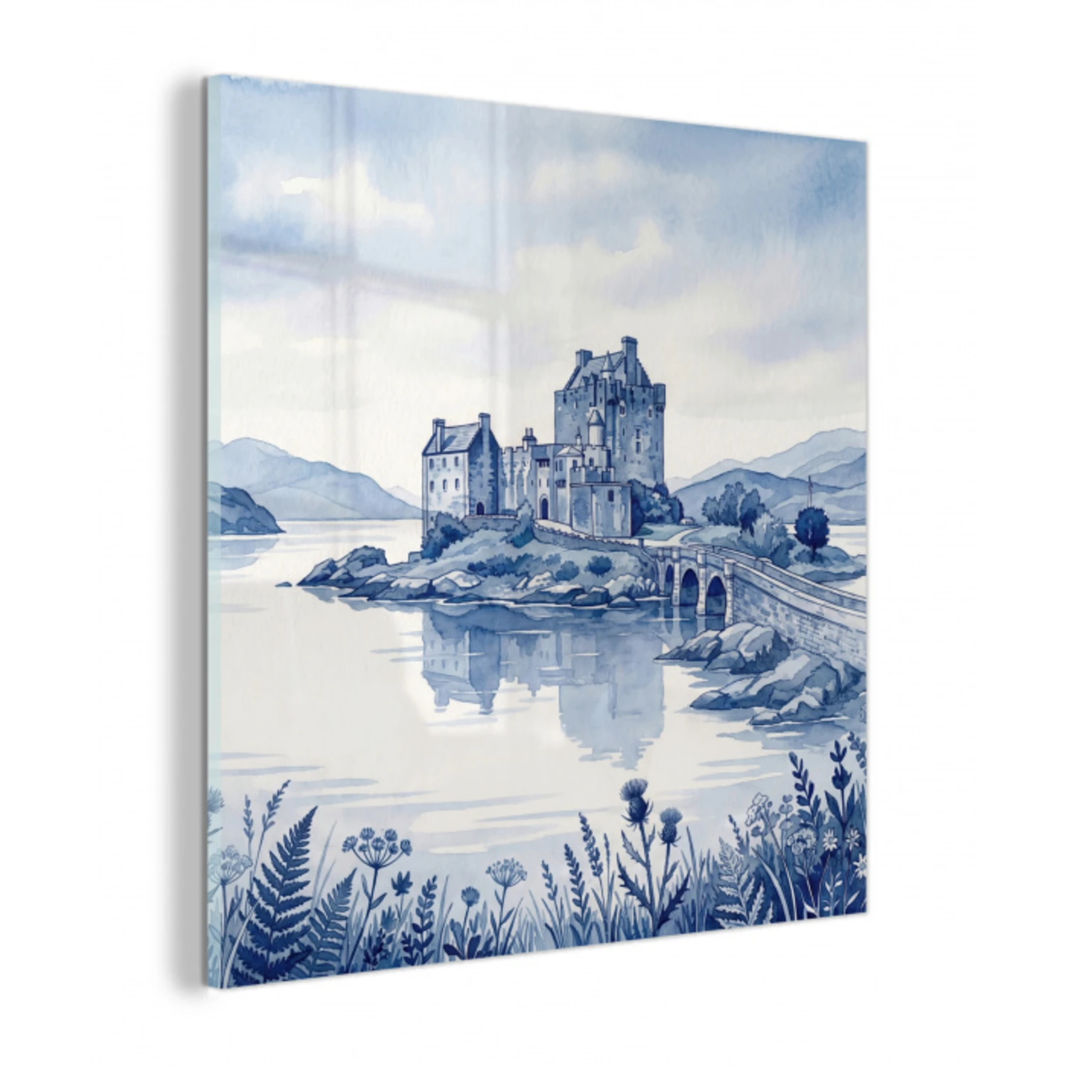 Schots - Kasteel - Blauw - Aquarel plexiglas 5mm klein -z3d