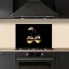 Kersen - Zwart - Goud - Chrome keuken achterwand spatscherm klein -sfeer1