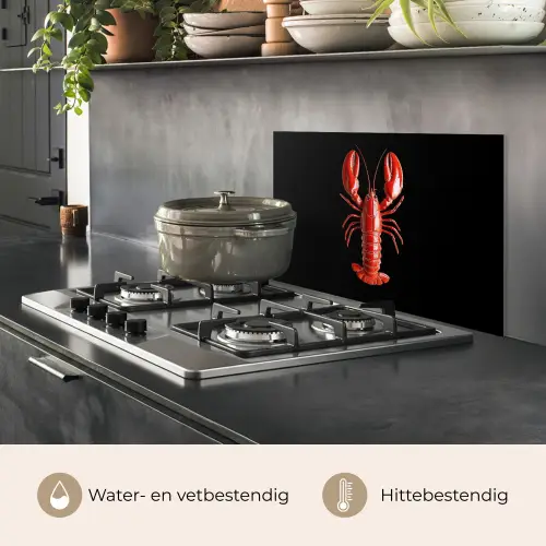 Kreeft - Glossier Rood - Zwart keuken achterwand spatscherm klein -usp_NL
