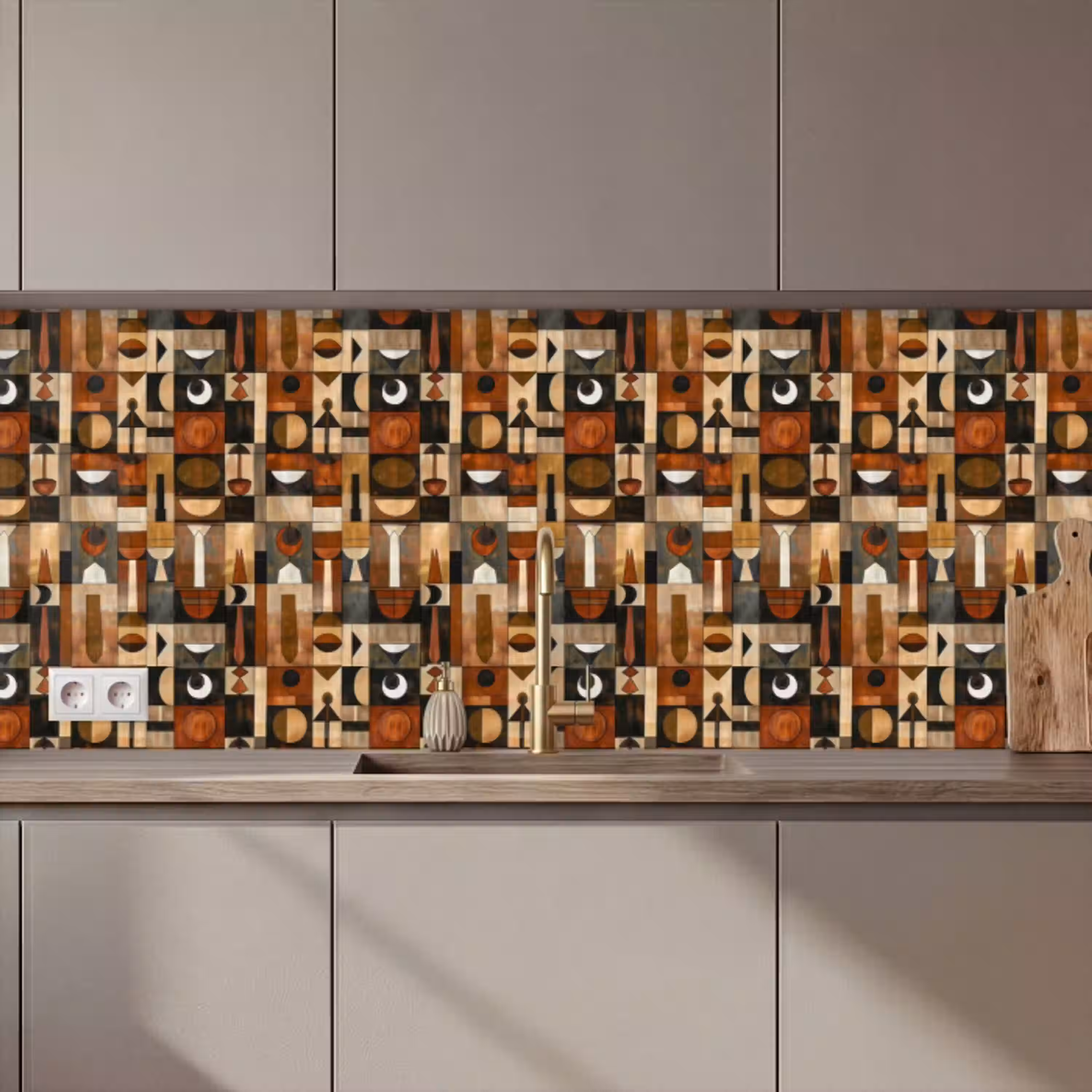 Terracotta - Geometrisch - Mid-Century - Patroon keuken achterwand 2 middel 871 zz_3dshopping