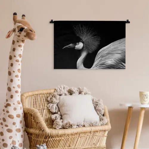 Kraanvogel - Zwart - Wit - Vogel - Dieren Wandkleed katoen klein -wsfeer5_kind