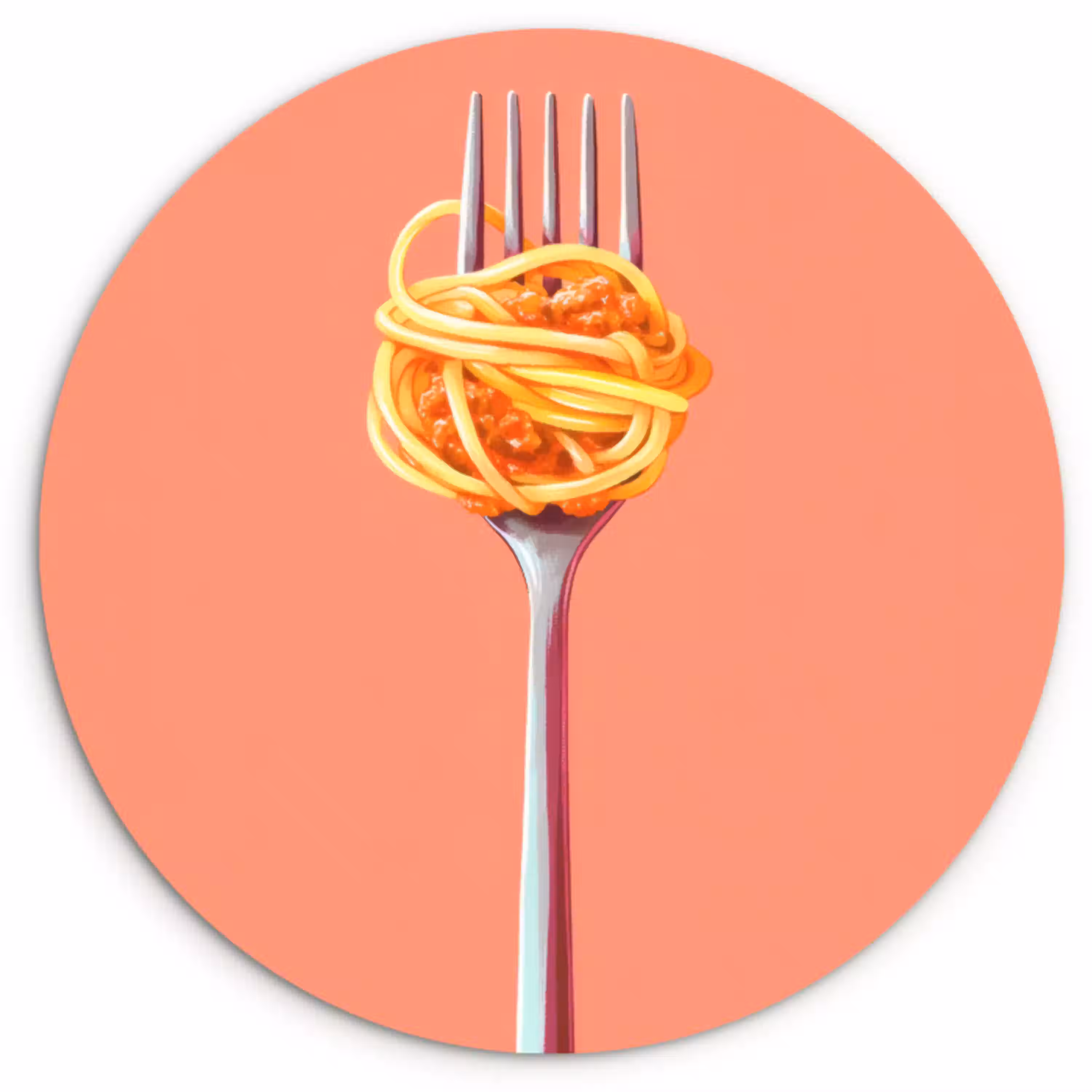 Vork - Spaghetti - Artistiek - Roze KitchenYeah - Keuken - Wandcirkel Forex klein -3d
