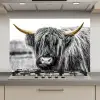 Schotse hooglander - Hoorns - Goud - Zwart keuken achterwand spatscherm klein -3d_website
