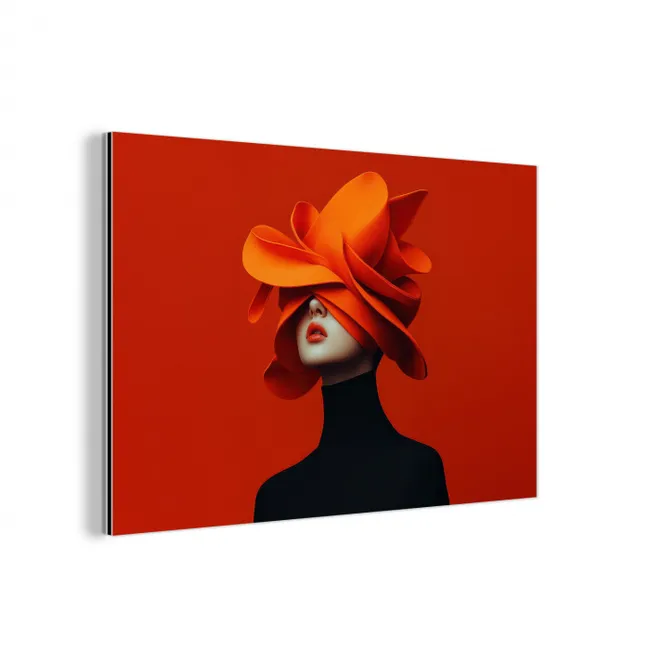 Oranje - Hoed - Vrouw aluminium wit klein -3d