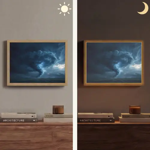 Tornado - Duister - Wolken Light Box met batterij (Wandlamp) middel -sfeer3