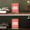 Amor - Strepen - Rood - Roze Light Box met kabel (Tafellamp) klein -sfeer3