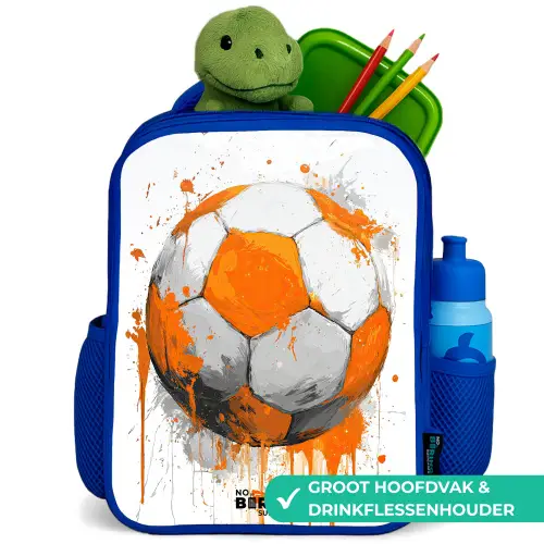 Voetbal - Verf - Oranje Kinderrugzak - Blauw middel -inhoud_NL