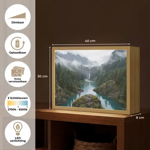 Waterval - Bomen - Bergen Light Box met batterij (Wandlamp) middel -USP_websiteoverzichtNL