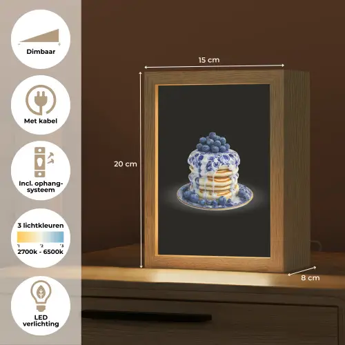 Pannenkoeken - Blauwe Bessen - Bord Light Box met kabel (Tafellamp) klein -USP_NL