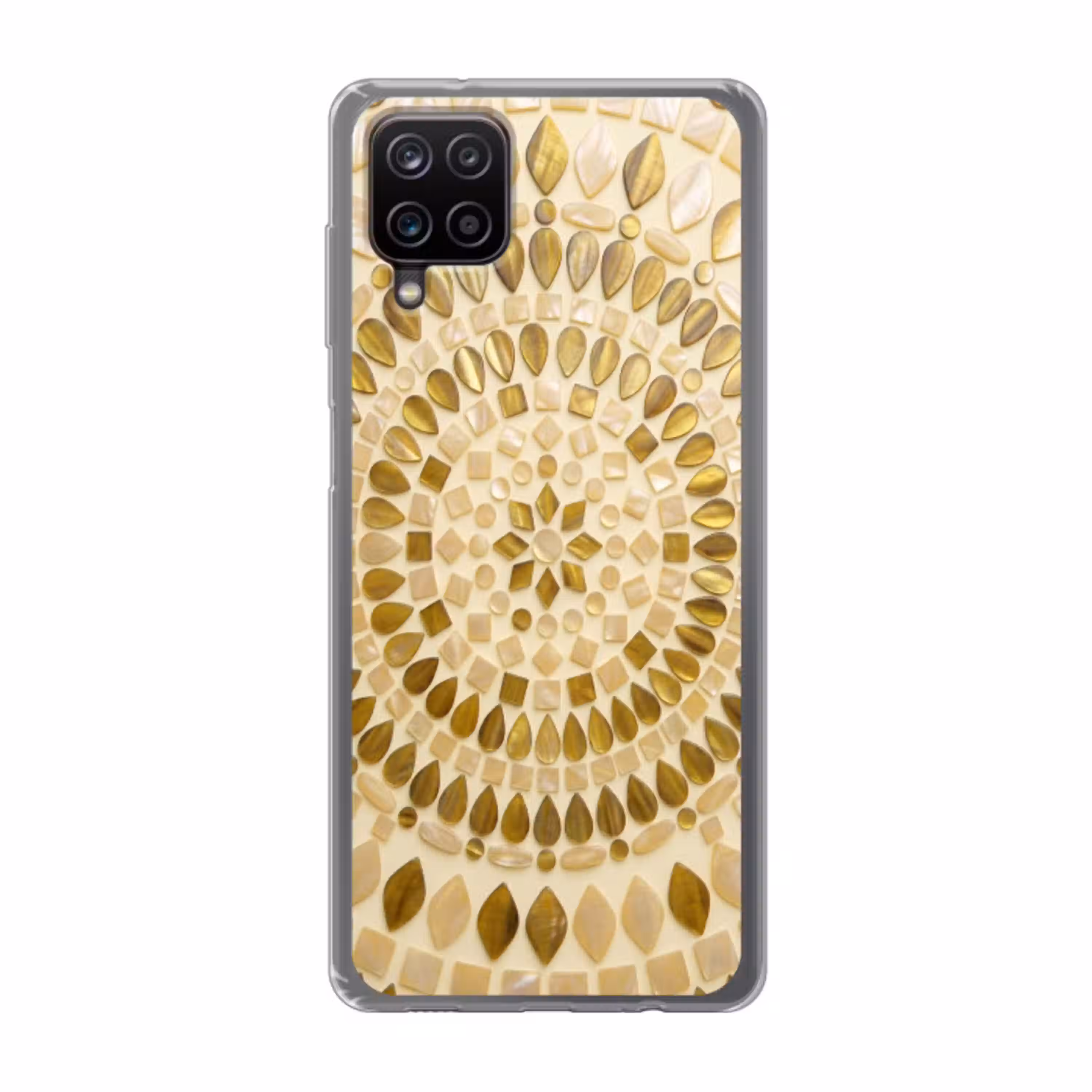 Patroon - Vormen - Mozaïek - Abstract - Goud Telefoonhoesje Samsung Galaxy A12 klein -3d
