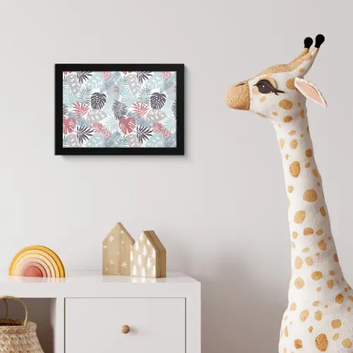 Bladeren - Jungle - Pastel - Tropisch fotolijst zwart zonder passe partout klein -usfeer4_kinderkamer