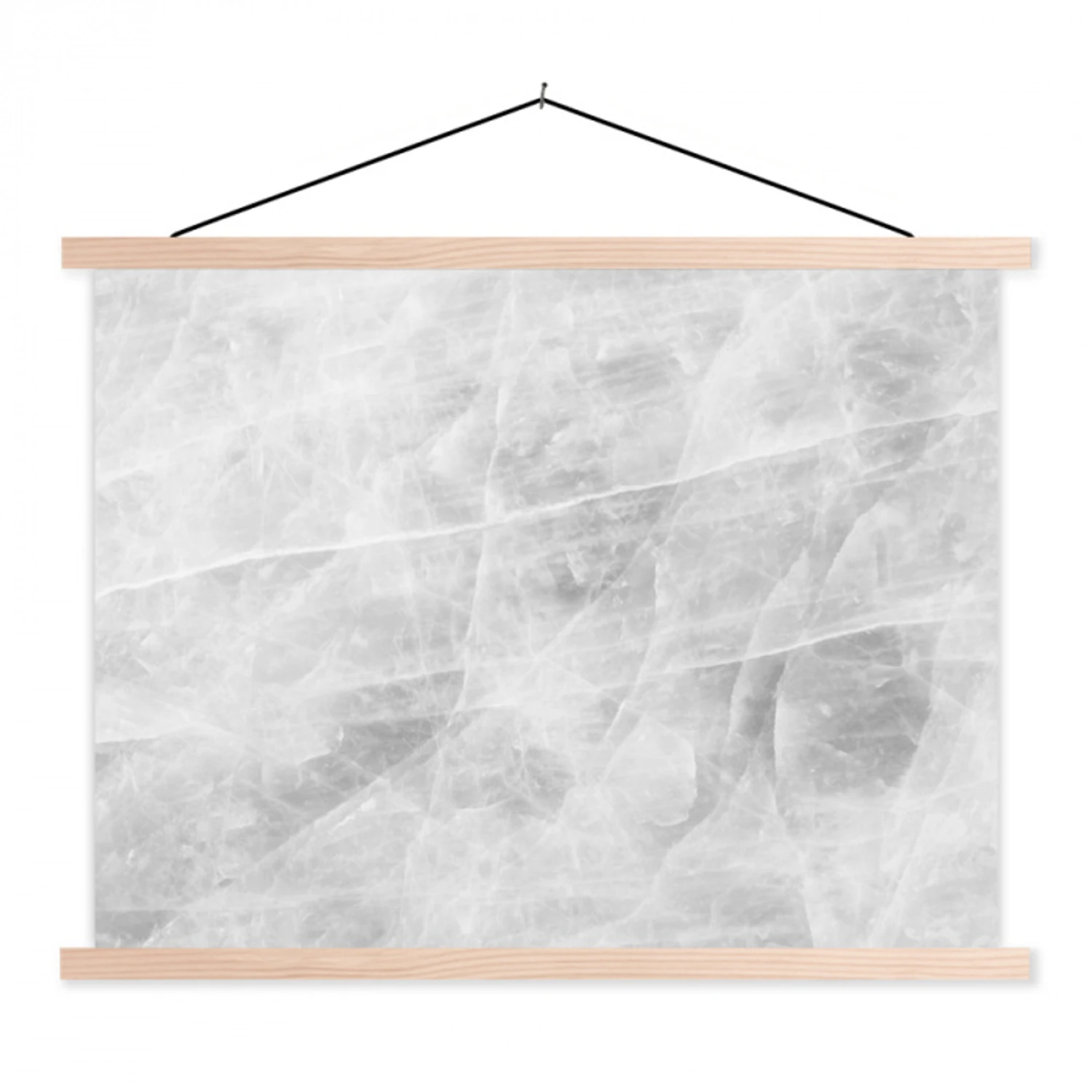 Marmer - Steen - Wit - Luxe - Marmerlook textielposter latten blank klein -3d