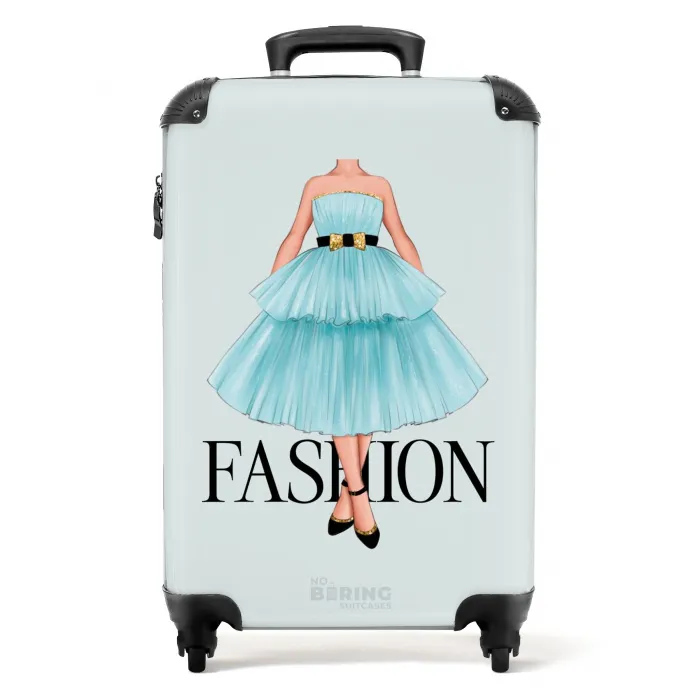 Fashion - Blauwe jurk NBS - Handbagage koffer - Kinderen Unisex middel -productfoto_recht