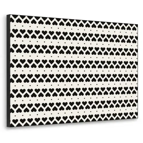 Harten - Lijn - Wit - Zwart Textielframe zwart klein 947 -3d