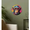 Graffiti - Chimpansee - Aap - Bril - Kleurrijk Wandcirkel kunststof plaat 5mm dik klein -sfeer3