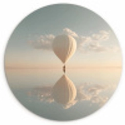 Luchtballon - Wolken - Water - Blauw Wandcirkel kunststof plaat 5mm dik klein -3d