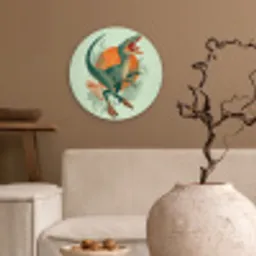 Dino - Bladeren - Grafisch - Groen Wandcirkel kunststof plaat 5mm dik klein -sfeer1