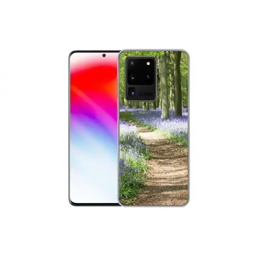 Bos - Pad - Bloemen - Paars - Groen - Natuur Telefoonhoesje Samsung Galaxy S20 Ultra klein -dubbelS20Ultra
