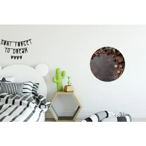 Winter - Kerst - Specerijen - Beton Wandcirkel aluminium klein -kinderkamer