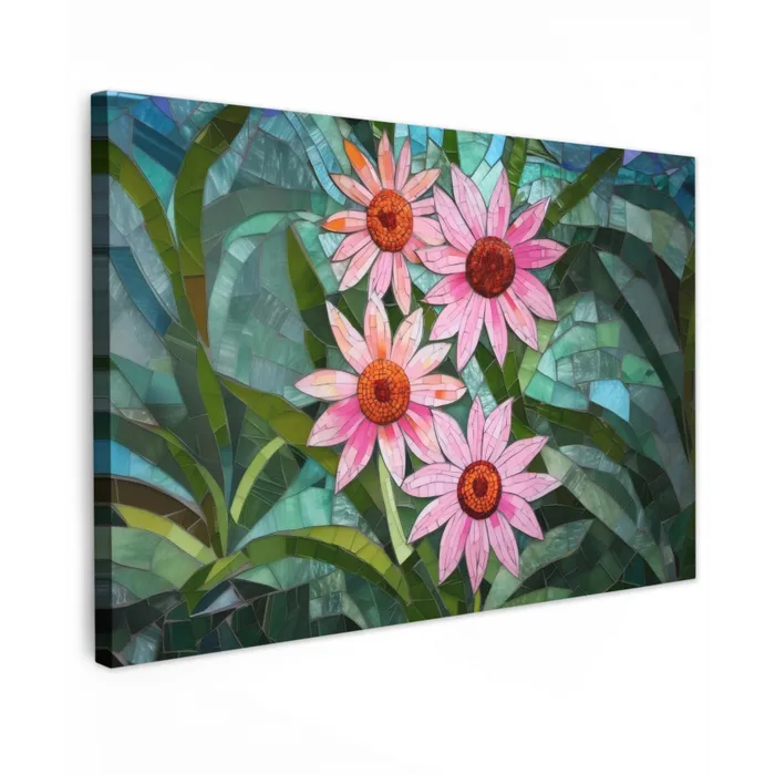 Bloemen - Roze - Glasmozaïek canvas 2cm klein -z3d
