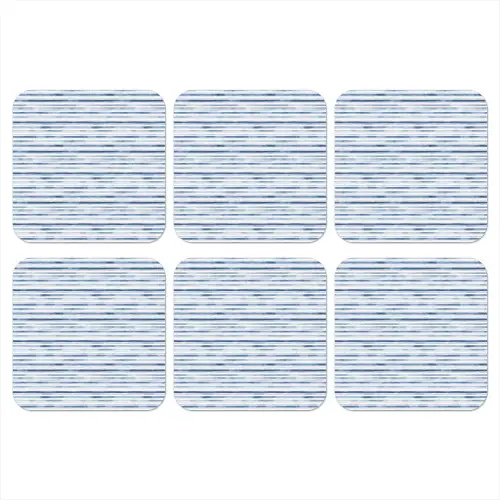 Strepen - Patroon - Blauw - Wit onderzetter kurk middel 366 -3d