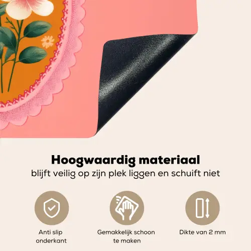 Illustratie - Bloemen - Rand - Roze Inductie beschemer met haakjes klein -ky-onderkant-nl