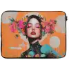 Portret - Vrouw - Abstract - Bloemen laptophoes neopreen klein -zkaufland3dotto