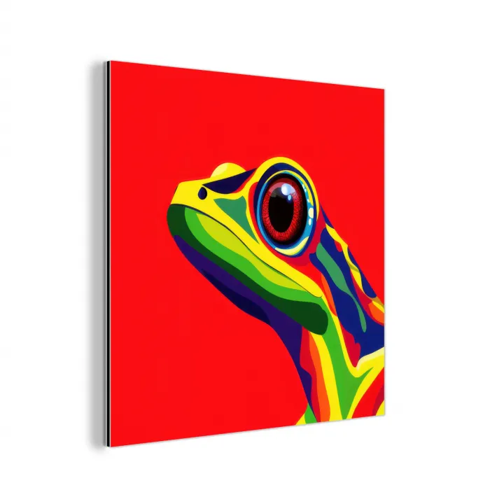 Kikker - Kleurrijk - Strepen - Ogen aluminium wit klein -3d
