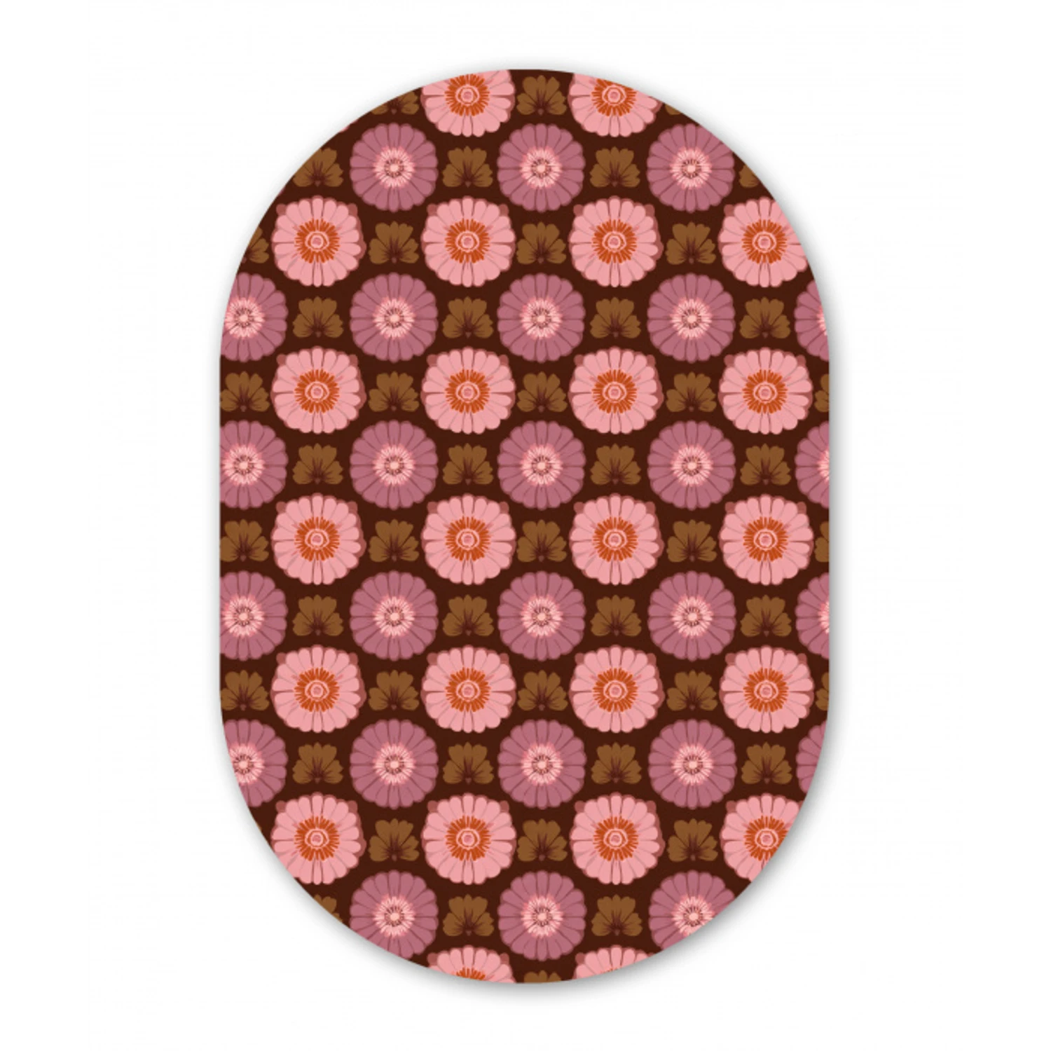 Retro - Madelief - Roze Wandcirkel Ovaal Forex klein 630 -3d