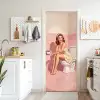 Roze - Retro - Vrouw deurposter klein -sfeer5