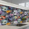 Pastel - Viooltjes - Groen - Patroon keuken achterwand 2 middel 871 -3d_schuin
