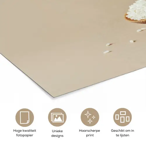 Lepel - Rijst - Hout - Beige poster papier klein -closeup_NL