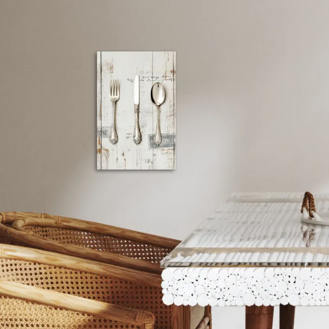Zilver - Bestek - Hout KitchenYeah - Keuken - Canvas klein -sfeer3