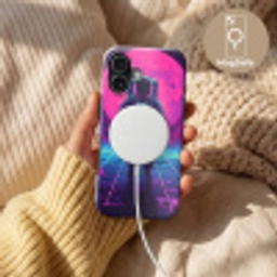 Astronaut - Maan - Roze - Sterrennevels Toughcase MagSafe Apple iPhone 17 klein -USP_MagsafeV