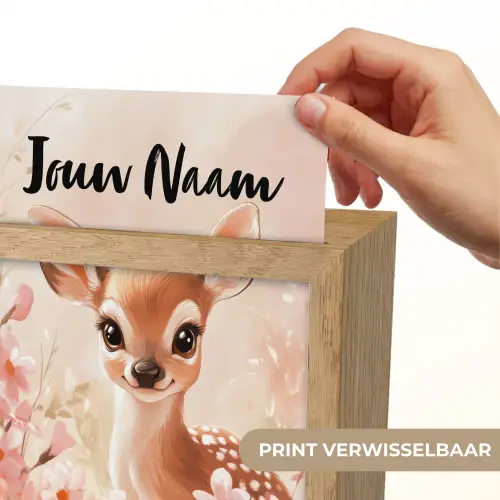 Hertje - Illustratie - Bloemen - Roze Light Box met kabel (Kinderlampje) klein -USP_websiteprintNL