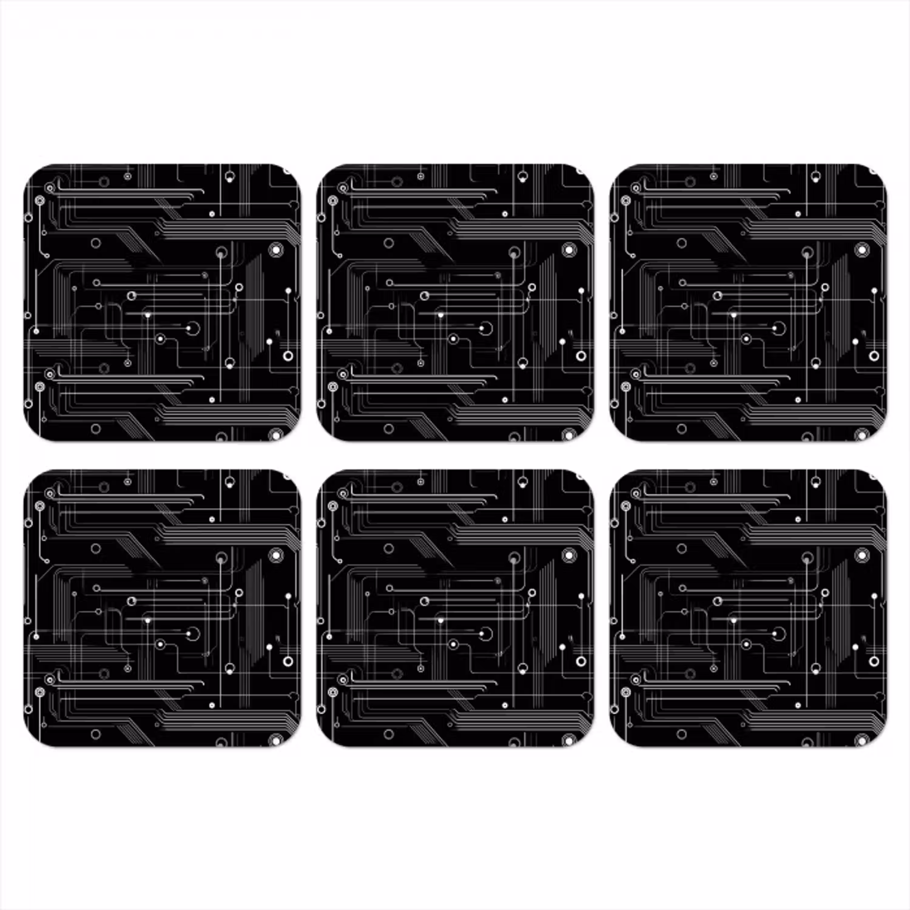 Gaming - Abstract - Lijnen - Rondjes - Zwart onderzetter kurk middel -3d