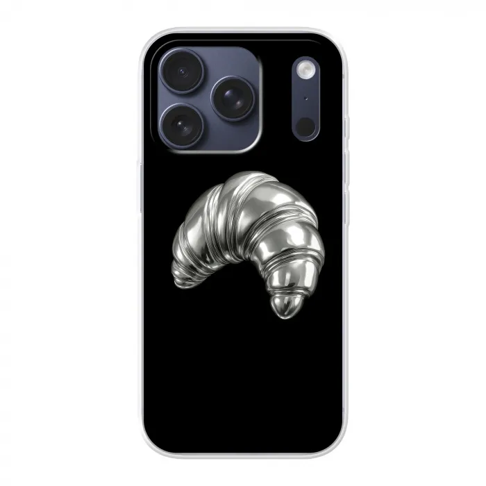 Croissant - Metaal - Zilver Telefoonhoesje iPhone 17 Pro klein -3d