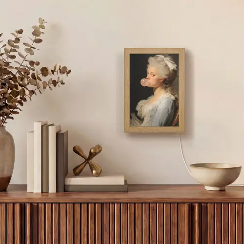 Vrouw - Barokjurk - Kauwgom Light Box met kabel (Tafellamp) klein -sfeer2