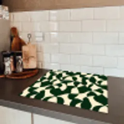 Groen - Organische vlakken - Crème Inductie beschermer vinyl 3mm middel 274 -sfeer3