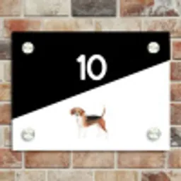 Zwart wit - Huisdier - Beagle Naambord Rechthoek middel -sfeer3