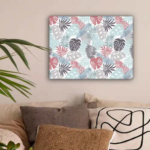 Inductie beschermer - Bladeren - Pastel - Jungle - Afdekplaat voor kookplaat canvas 2cm klein -sfeer1
