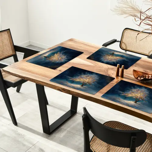 Levensboom - Nacht - Donker - Blauw Placemat vinyl groot -zzsfeer4_Kitchenyeah-website