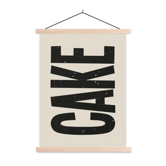 Beige - Japandi - Cake - Decoratie textielposter latten blank klein -3d