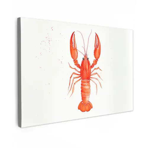 Kreeft - Waterverf - Aquarel - Oranje Tuinposter op houten frame 2 cm dik klein -3d