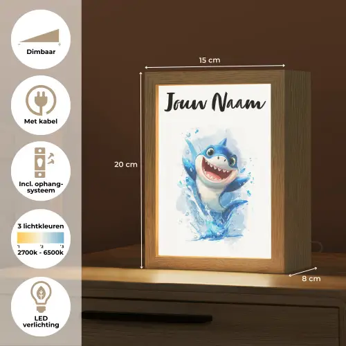 Haai - Water - Blauw Light Box met kabel (Kinderlampje) klein -USP_NL