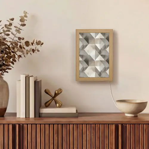 Geometrisch - Motief - Aardetinten Light Box met kabel (Tafellamp) klein 925 -sfeer2