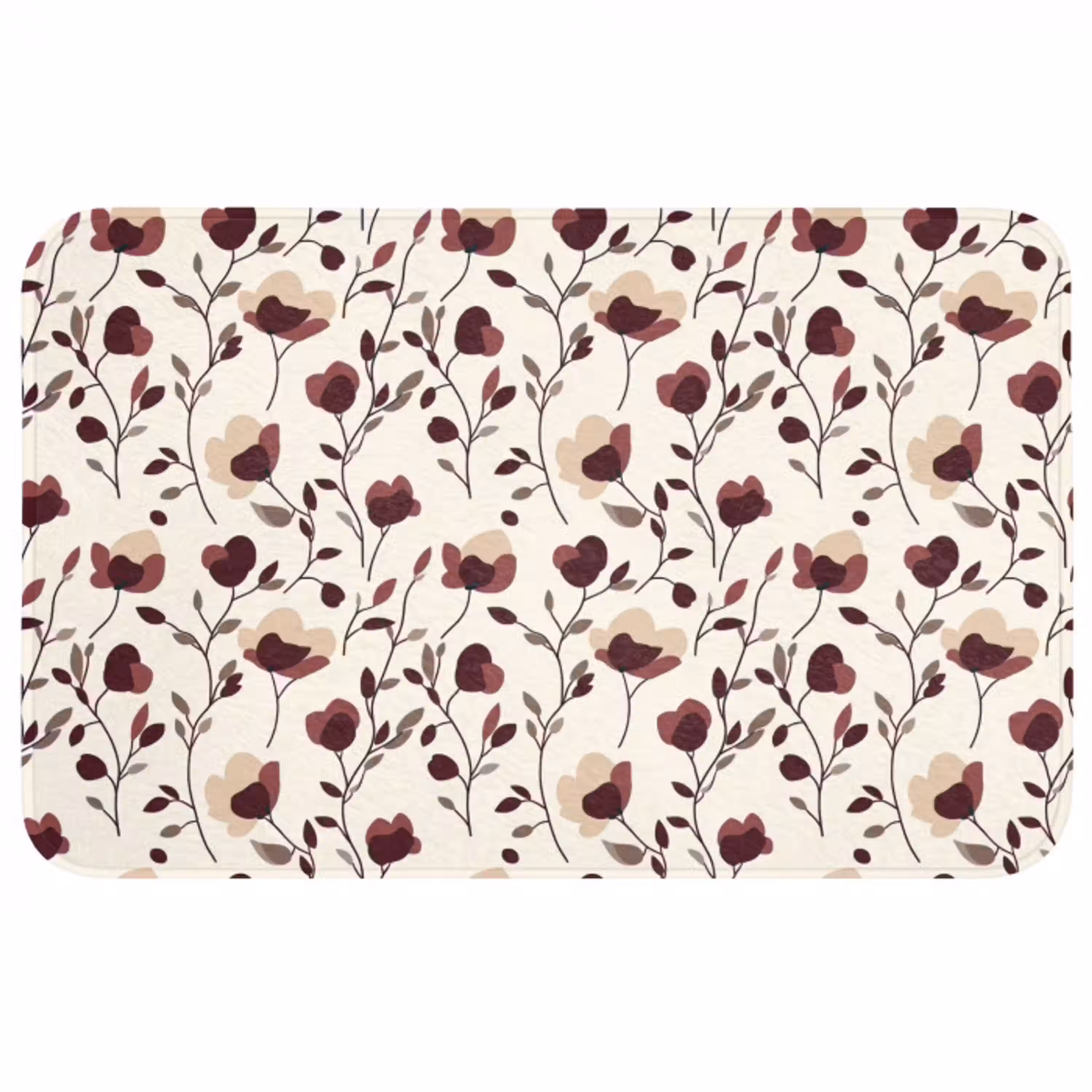 Bloemen - Botanisch - Bordeaux Badmat middel 997 -3d