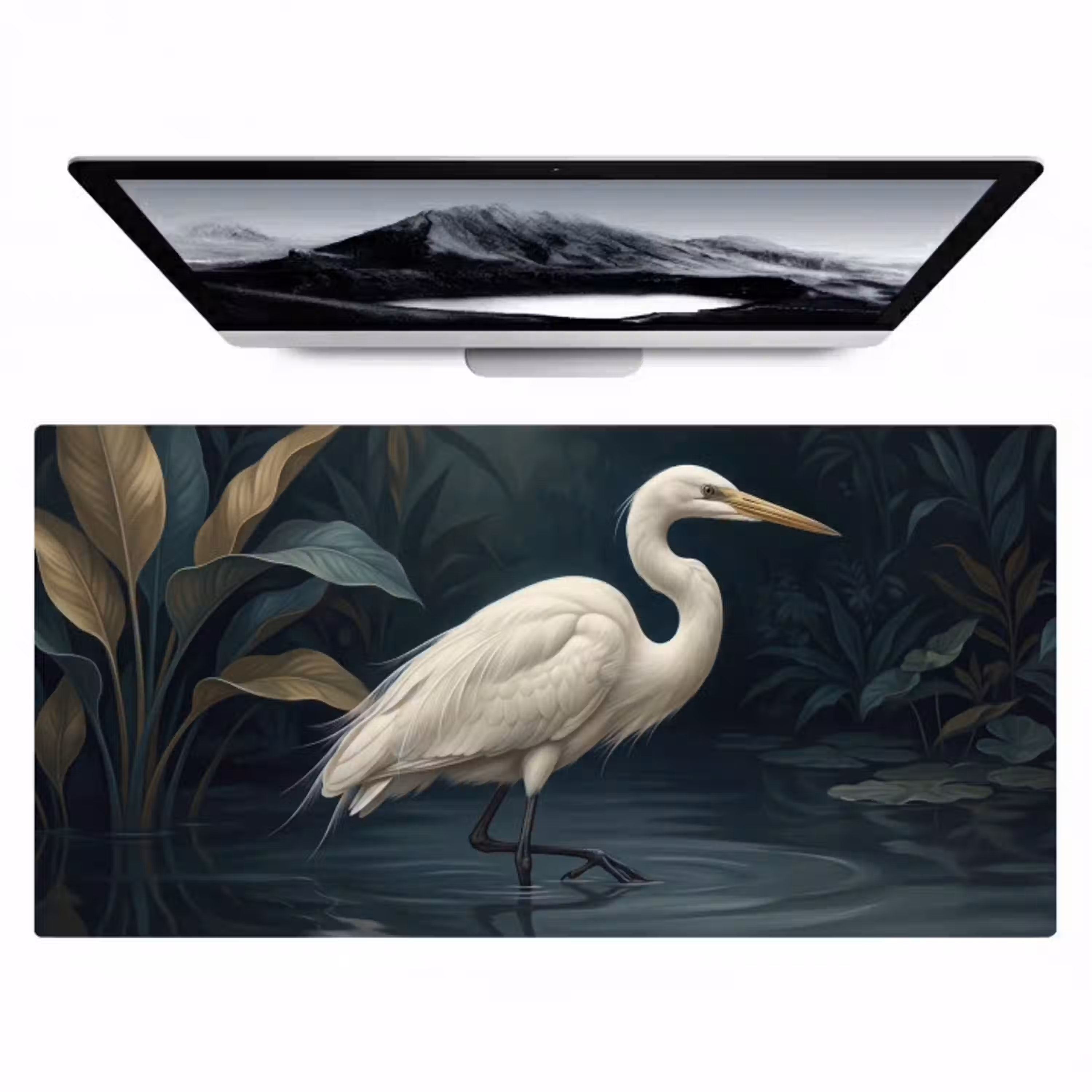 Reiger - Water - Natuur - Modern - Wit Muismat XXL klein -zzz3d